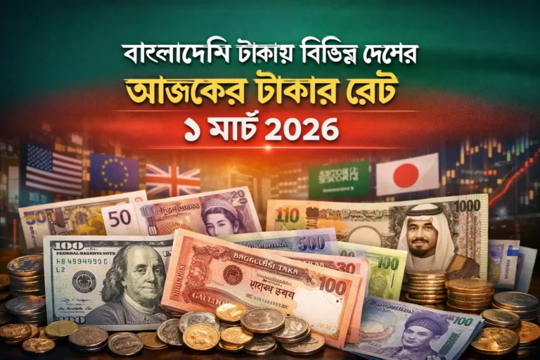 বাংলাদেশি টাকায় বিভিন্ন দেশের আজকের টাকার রেট ১ মার্চ ২০২৬